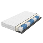 Materasso a molle insacchettate con rivestimento sfoderabile e lavabile in schiuma e molle per camera da letto bianco e grigio