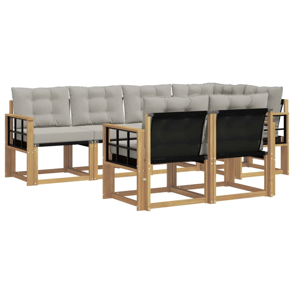 Set di divani da esterno 7 pcs Bianco e Grigio Chiaro