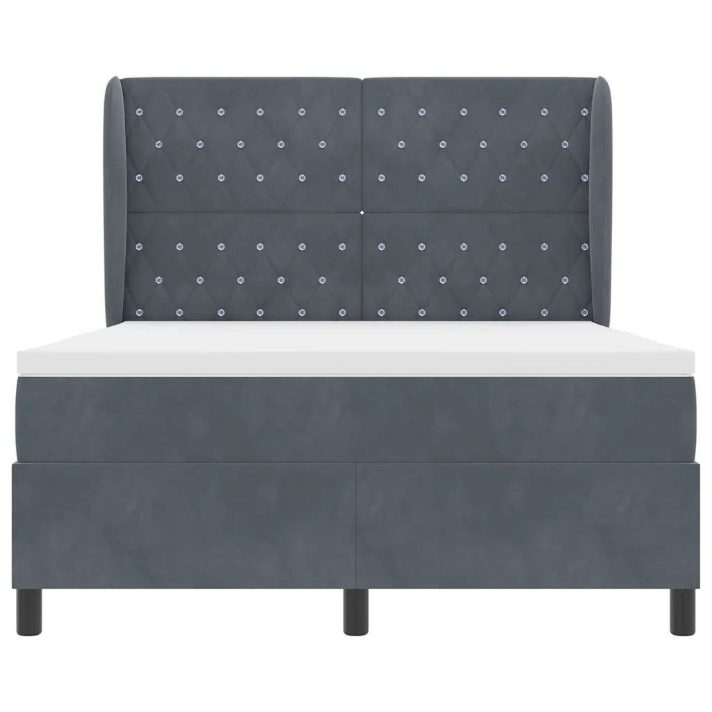 Letto a molle con materasso Grigio scuro 200 x 140 cm Velluto 3340875