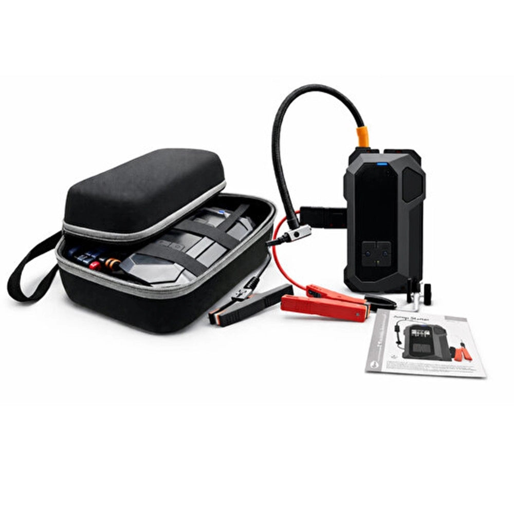 Trade Shop - Avviatore Di Emergenza Multifunzione 4 In 1 Per Auto 12v Con Compressore Torcia Power Bank -