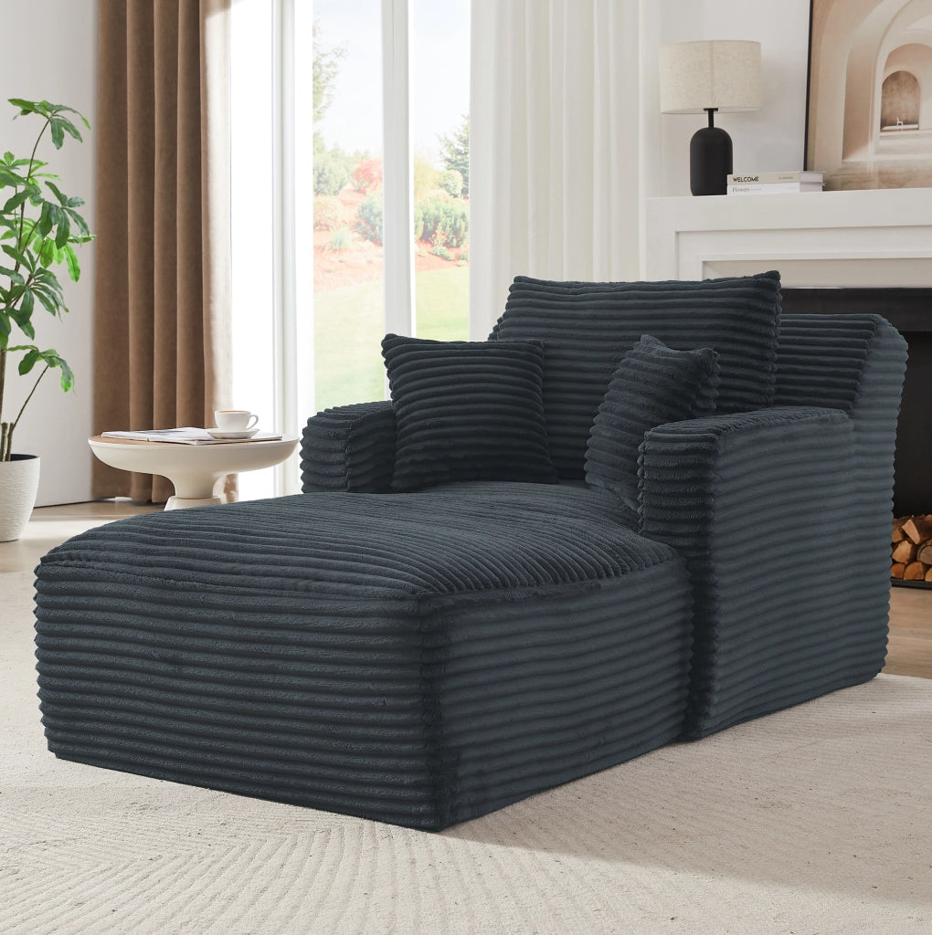 Chaise longue in velluto a coste grigio scuro, senza montaggio