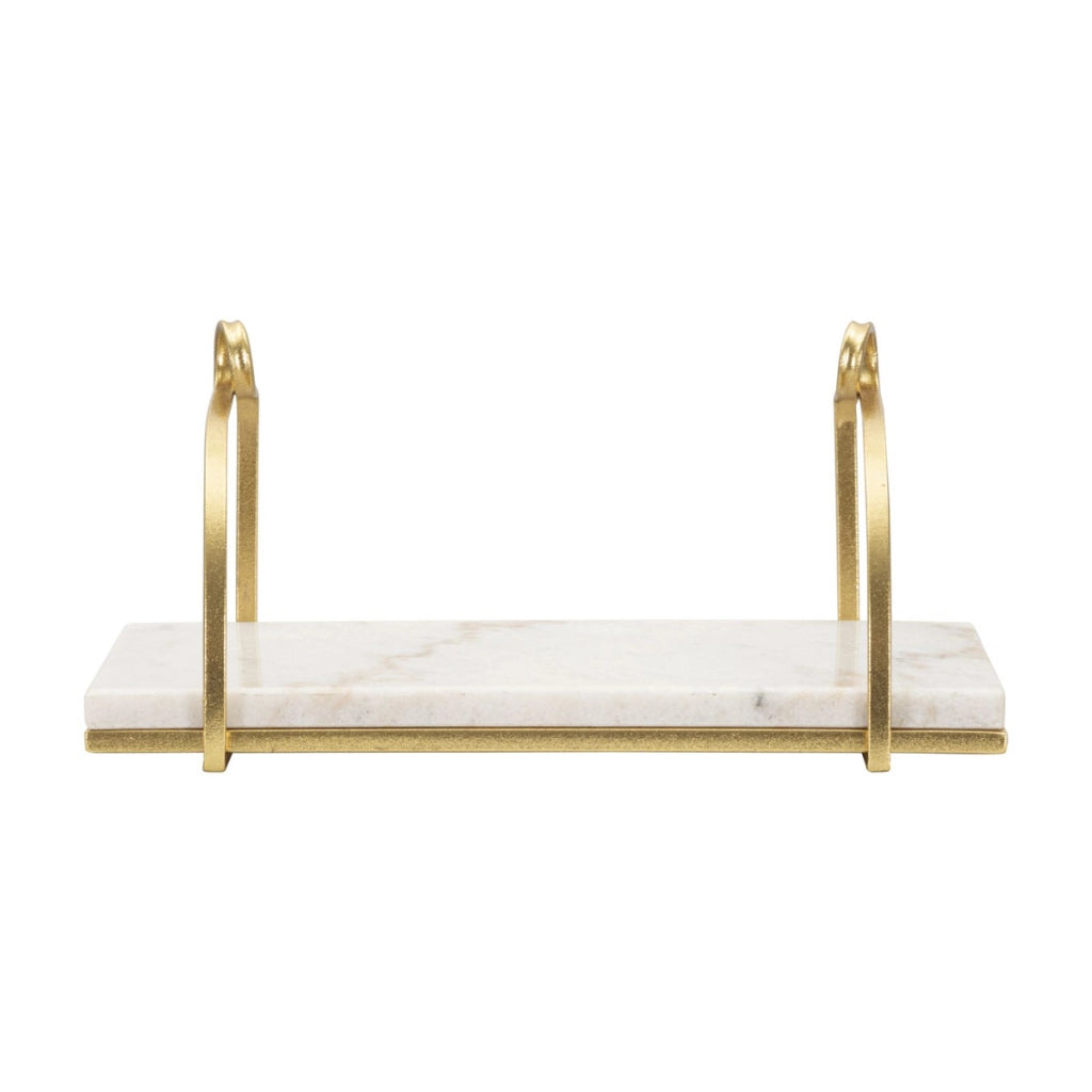 Mensola da muro Marble in ferro dorato e marmo bianco — 40x16x18 cm