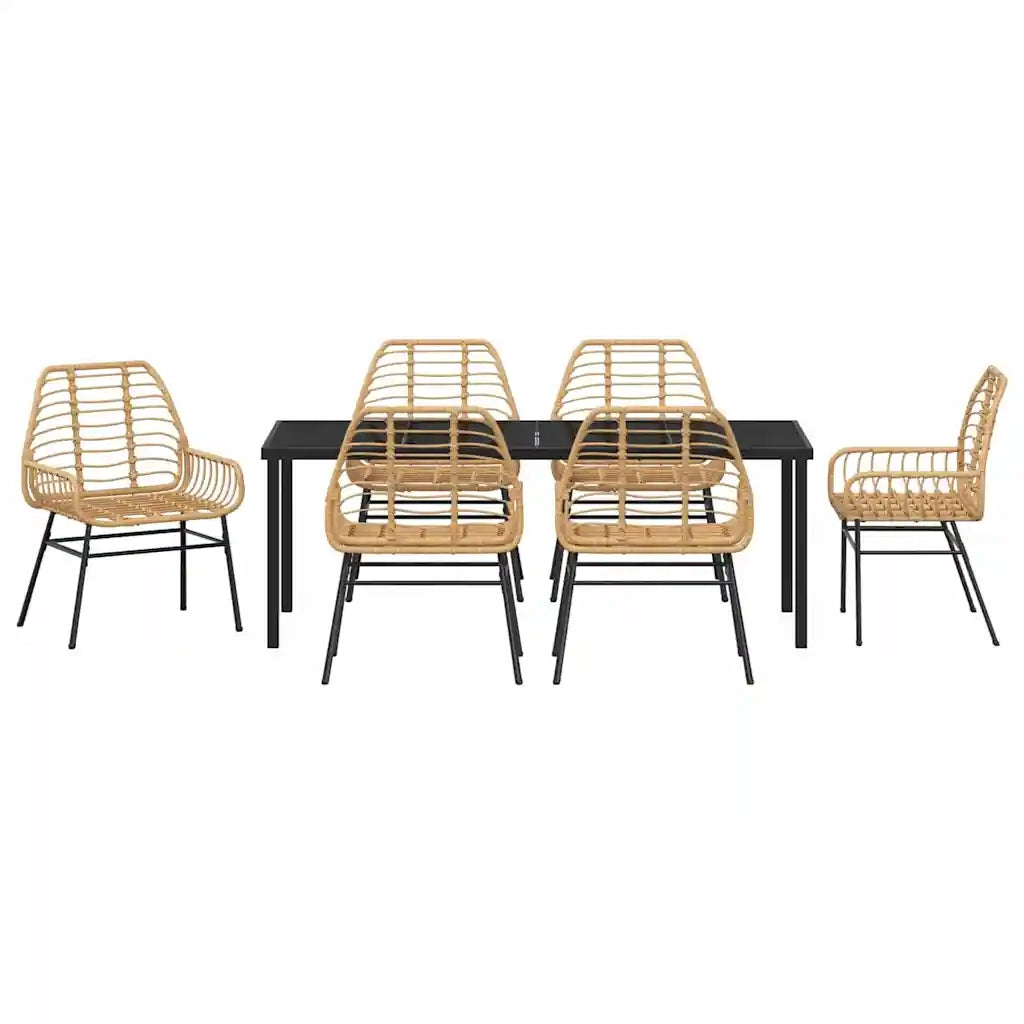 Set da Pranzo per Giardino 7 pcs Marrone polyrattan 3380853