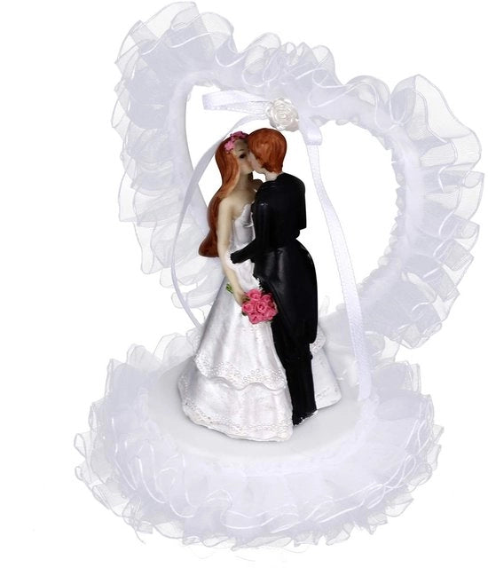 Decorazione per Torte a forma di Cuore con Pizzo - Ideale per Matrimonio e San Valentino - Decorazione per Festa - Versione Torta di Compleanno.