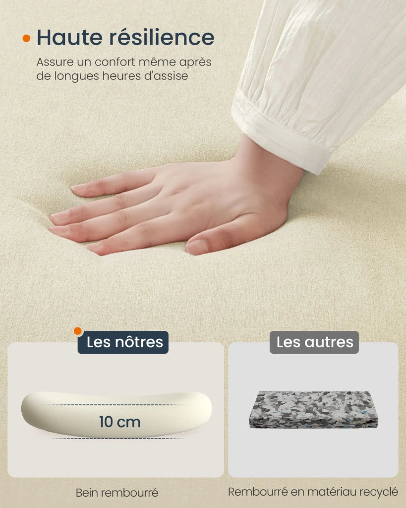 Sedia da ufficio ergonomica in stile moderno con base a stella seduta ampia e comoda altezza regolabile seduta girevole tessuto bianco in cotone-lino 12_0006059