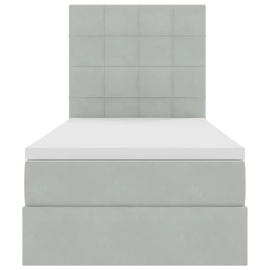 Letto con contenitore e materasso Grigio chiaro 100 x 200 cm