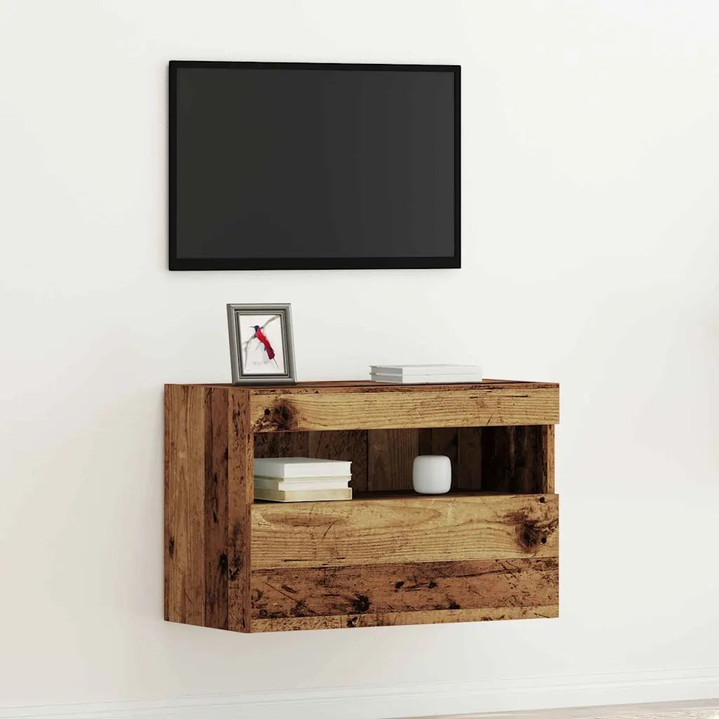 Mobile TV da parete con LED Legno vecchio 60 x 30 x 40 cm 862206
