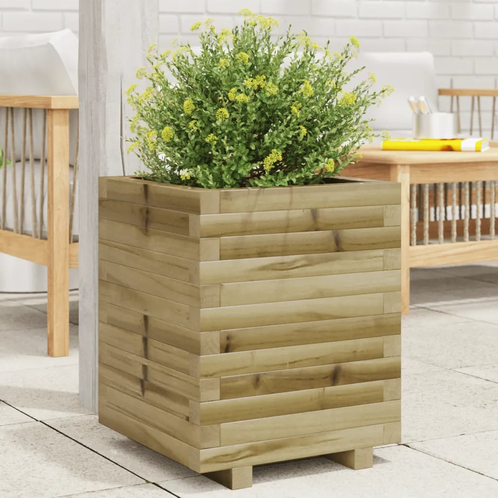 Fioriera | Cassetta per fiori | Vaso da Giardino 40x40x49,5 cm in Legno di Pino Impregnato