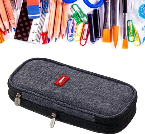 Etui con grande capacità - Pennenzak - Canvas - Chiusura metallica a scorrimento - Scuola - Materiale duraturo - 22 x 11 x 6,5 cm - Pennentas