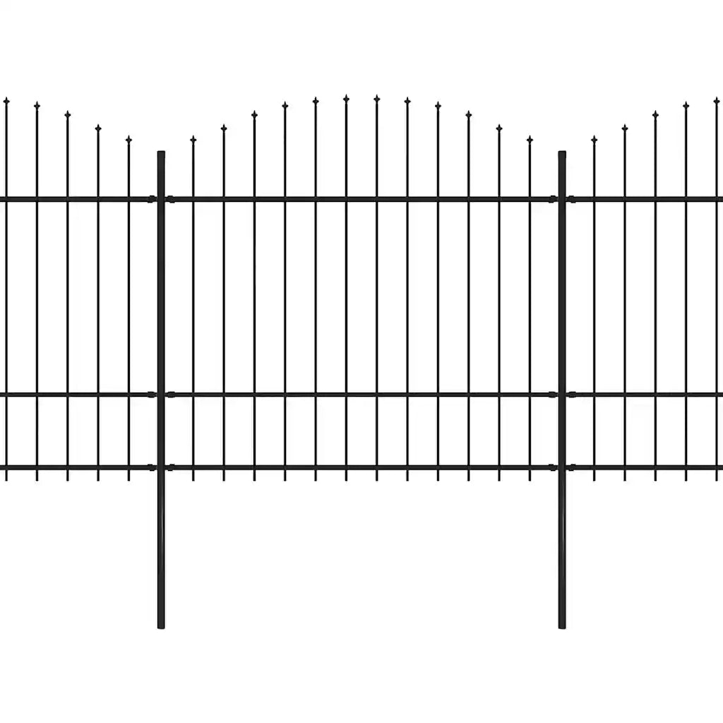 Recinzione da Giardino con Punta a Lancia in Acciaio 337x175 cm Nero 277740
