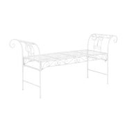 Panca da giardino vintage in metallo per esterni 70 x 147 x 46 cm bianca 03_0006443