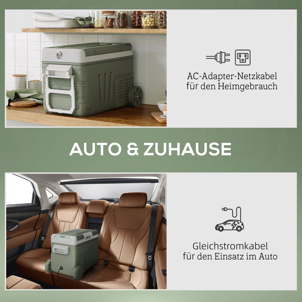 Frigorifero da campeggio 33L ¨C zephmum ¨C Verde, plastica, 2 scomparti, ruote
