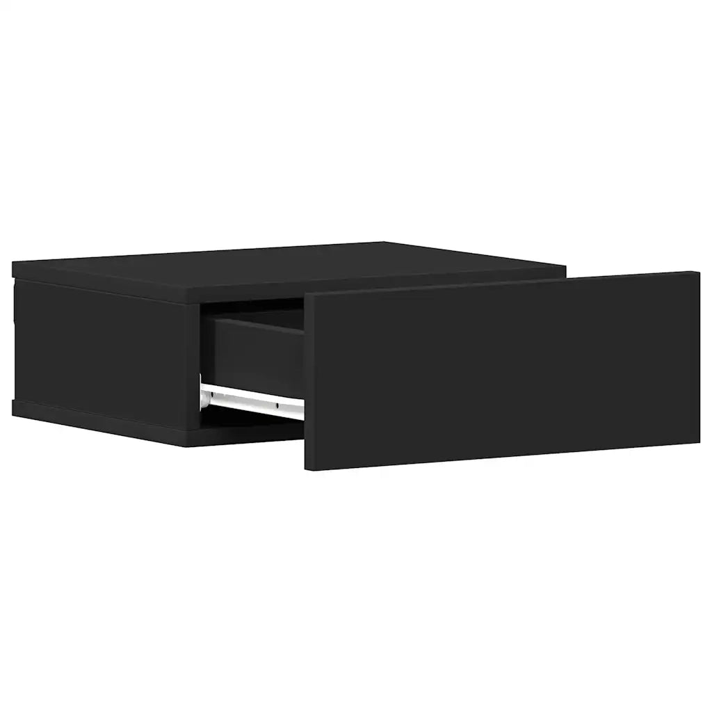 Comodino Pensile Nero 40x30x15 cm in Legno Multistrato 800308