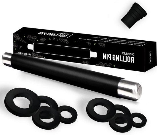 Deegroller XXL regolabile - con supporto a distanza - rivestimento antiaderente in silicone - BPA libero - per pizza e prodotti lievitati