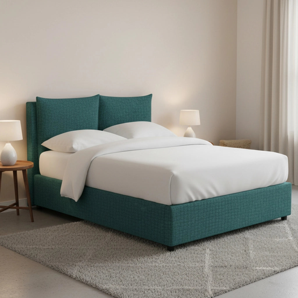 Falmouth, Letto Piazza e Mezza Sfoderabile Made in Italy, Verde Petrolio