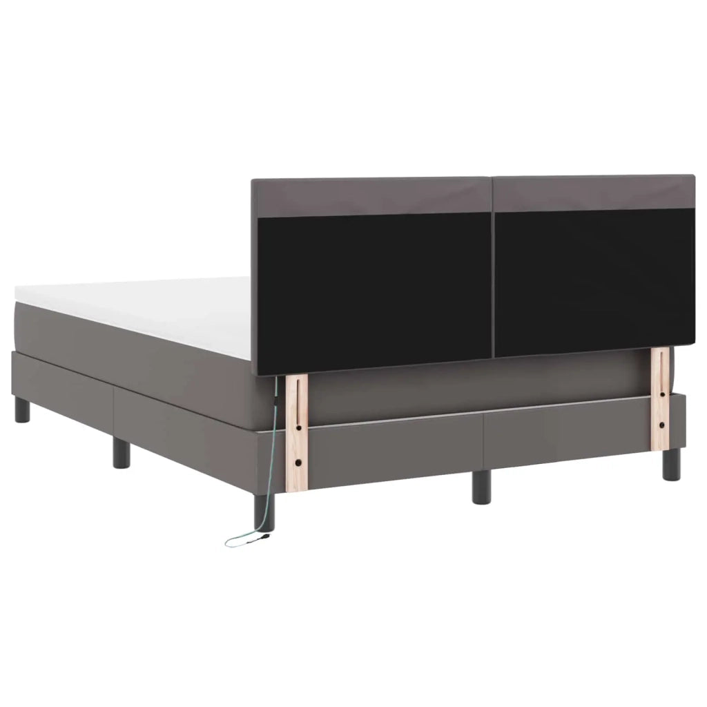 Letto a molle con materasso Grigio 160 x 200 cm Pelle sintetica 3339058