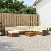 Set di divani da esterno con cuscino 9 pcs Naturale e Crema 3383758