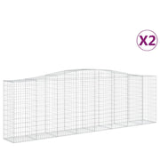 Set di 2 gabbioni ad arco per recinzione gabbia o muro di contenimento 400 x 50 x 120/140 cm ferro zincato argento 02_0041402