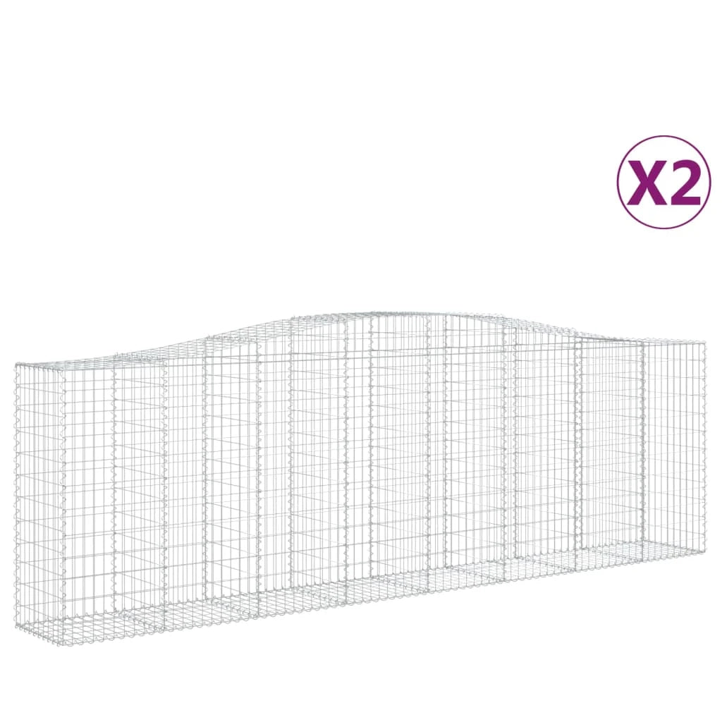 Set di 2 gabbioni ad arco per recinzione gabbia o muro di contenimento 400 x 50 x 120/140 cm ferro zincato argento 02_0041402