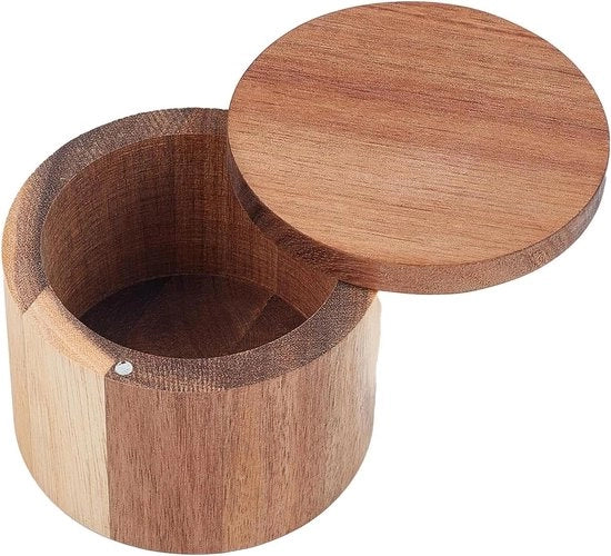 Cassa per spezie in legno con coperchio girante per cucina - Bella cassetta in legno per sale, pepe, zucchero e spezie - Cassetta gastronomica in stile con funzione di conservazione