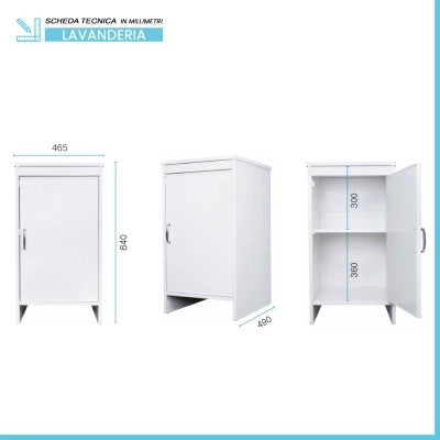Mobile multiuso lavanderia 45x50 cm in PVC con ripiano interno Kandy