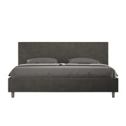 BS COM Letto matrimoniale king size contenitore imbottito 190x190 microfibra grigio