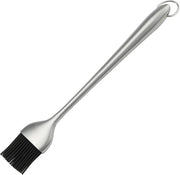 Bastello per BBQ da 30 cm - Set di Spazzole in Silicone con Manico in Acciaio Inossidabile