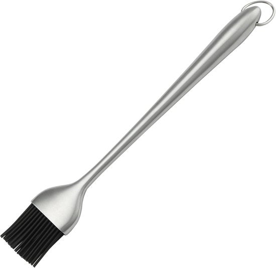 Bastello per BBQ da 30 cm - Set di Spazzole in Silicone con Manico in Acciaio Inossidabile