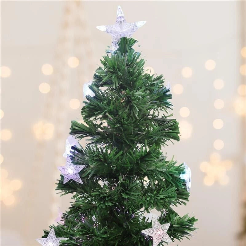 MAURY'S ALBERO DI NATALE LED E FIBRE OTTICHE 60 CM COLORE CLASSICO CON BASETTA E STELLINE LUMINOSE
