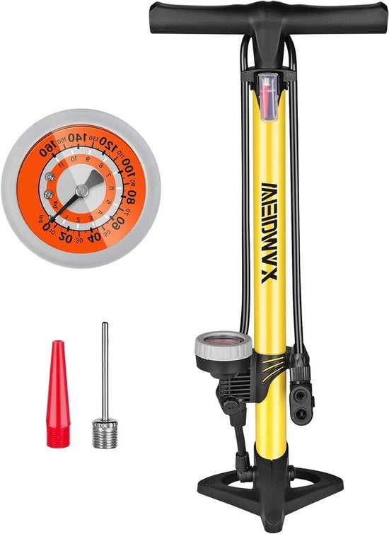 Pomp ergonomica per bicicletta - inflatore portatile con manometro e valvola intelligente - 160 psi - valvola Presta e Schrader - inflatore pneumatici per bicicletta