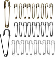 Set di spille di sicurezza robuste e grandi da 30 pezzi - spille di sicurezza ordinate per coperte, maglieria, gioielli e artigianato - argento, oro, nero.
