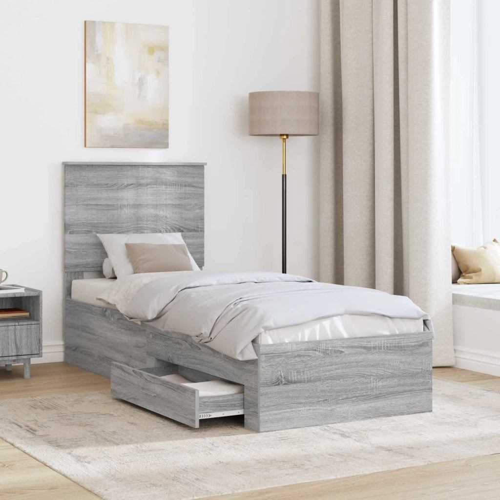 Struttura del letto Grigio Sonoma e Argento 70 x 190 cm