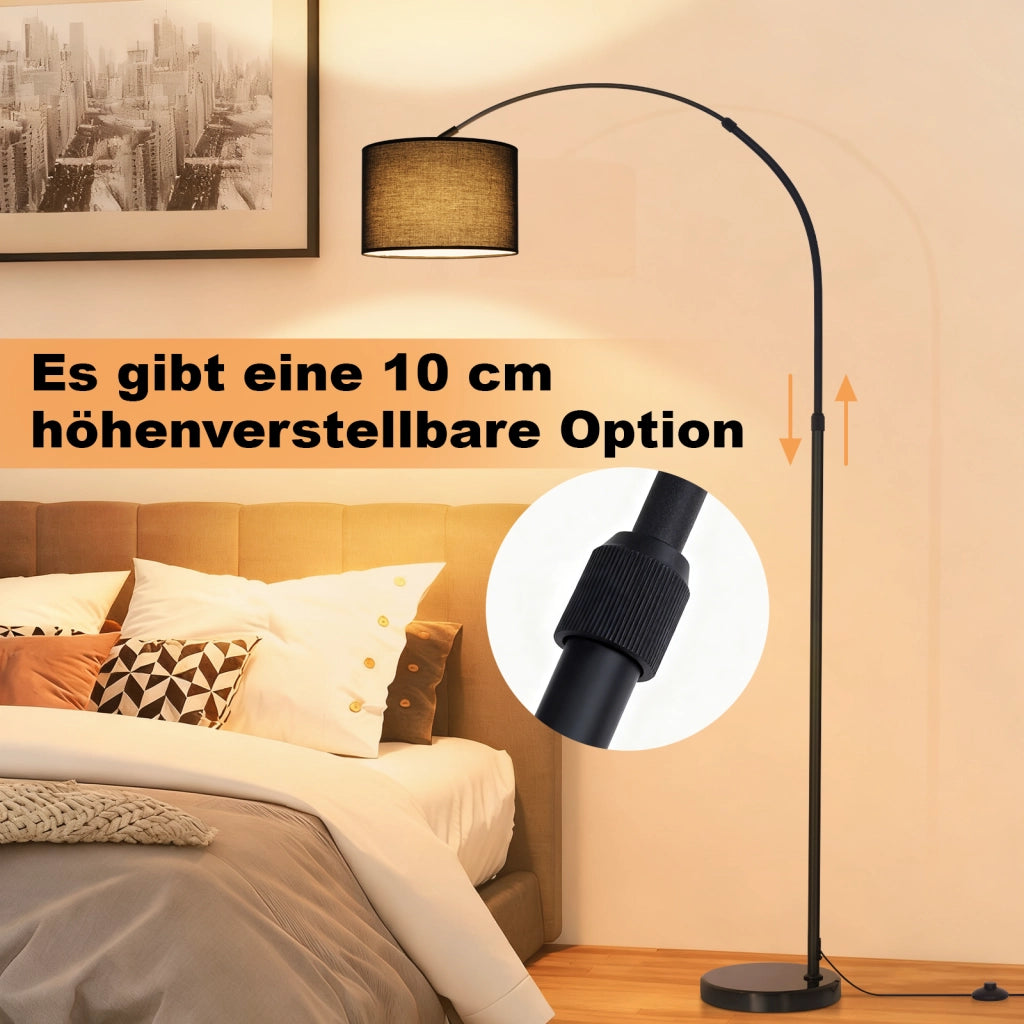 ZMH Lampada da Terra ad Arco Paralume in Tessuto 30cm Altezza 181cm Base in Marmo 26cm E27 per Soggiorno Senza Lampadina
