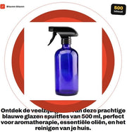Fles Spray 500 ml - Fusto di Vetro Boston - Boccetta con Beccuccio per Aromaterapia - Oli Essenziali - Piante - Cura della Pelle