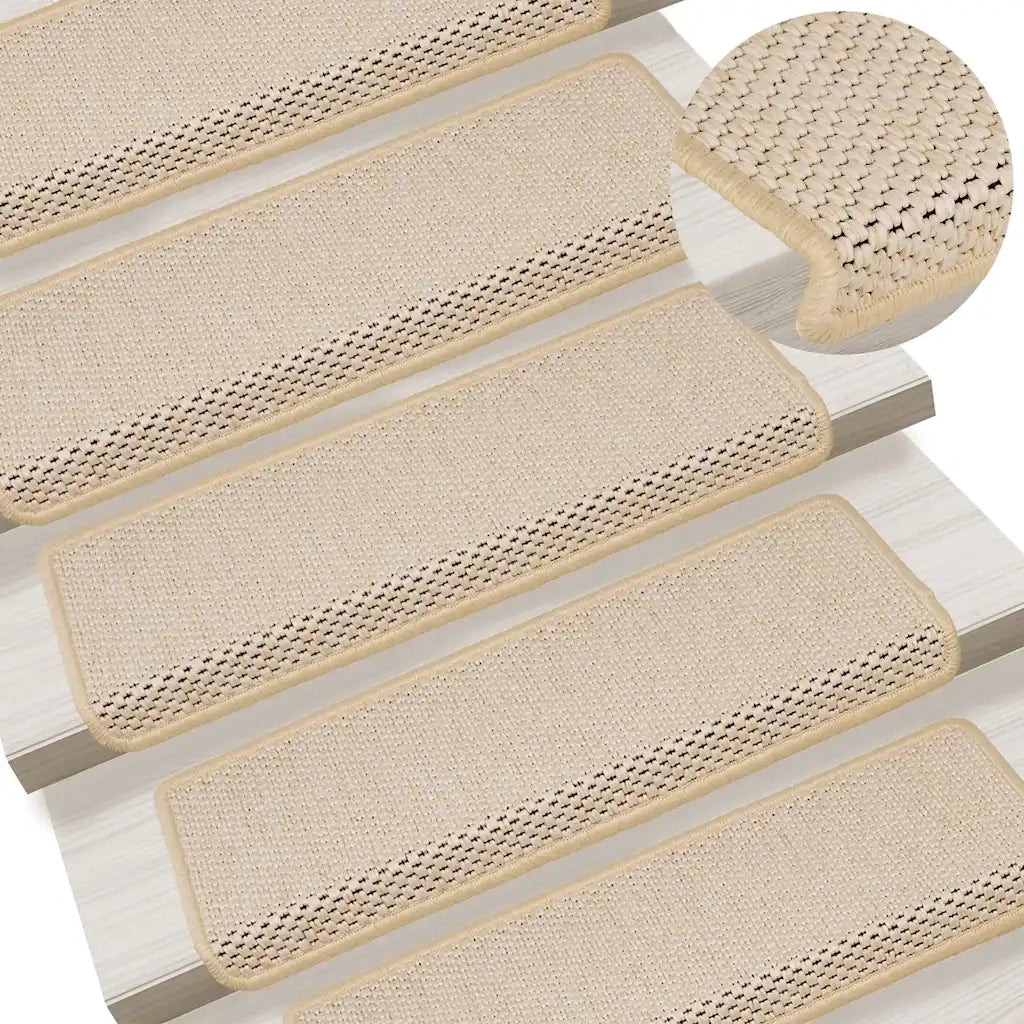 vidaXL Tappeti Autoadesivi Scale Aspetto Sisal 30 pz 65x21x4 cm Crema