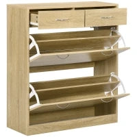 Mobile Scarpiera in Truciolato con 2 Ripiani Interni Regolabili e 2 Cassetti, 80x30x91.5 cm