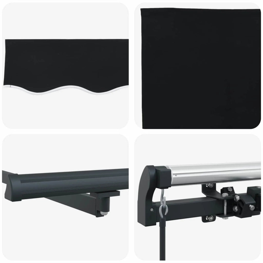 Tenda Retrattile Nero 350 x 250 cm Poliestere e Acciaio 3330325