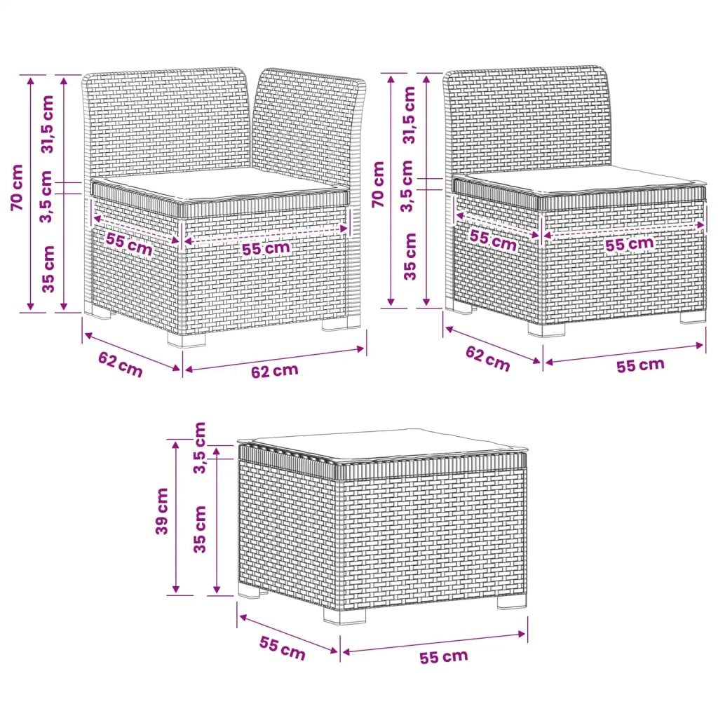 Divano da giardino 4 posti con cuscini aspetto rattan PP 3443930