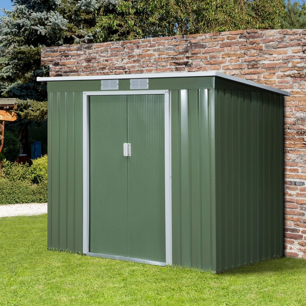 Easycomfort Casetta da Giardino in Acciaio con Doppia Porta Scorrevole e Prese d'Aria, 213x130x173 cm, Verde