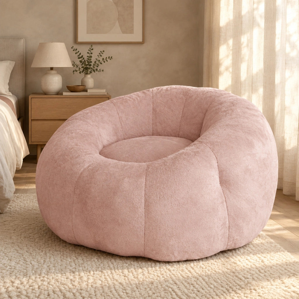 Pouf per bambini ergonomico in velluto a coste grigio