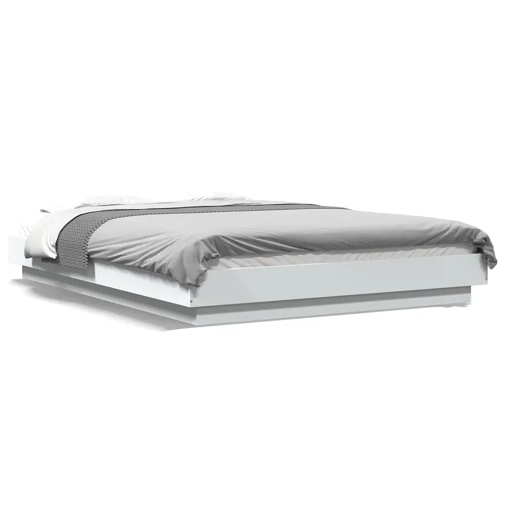 Giroletto con Luci LED-Struttura Letto Bianco 120x190 cm in Legno Multistrato