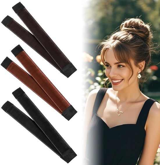 Kit per creare chignon - 3 pezzi - Spille per capelli - Bottoni per capelli - Fibra sintetica - Adatto per capelli femminili - Lunghezza 21cm - Kit per creare chignon