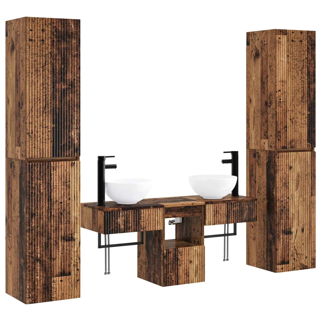 Set di mobili per il bagno 5 pz Legno antico 33 x 34,5 x 160 cm 3406011