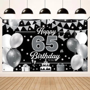 Decorazione di compleanno per il 65° compleanno - Decorazione di festa - Banner di festa - Decorazione di sfondo - Materiale in poliestere duraturo - 180 x 110 cm