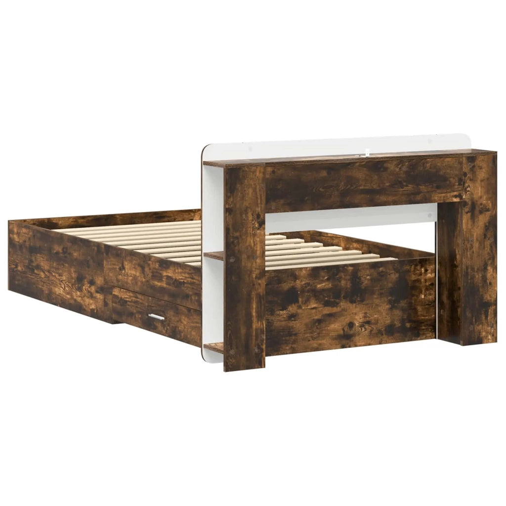 Telaio del letto con storage Rovere Fumo 75 x 190 cm