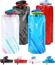 Set di 4 borracce pieghevoli per viaggi - 700 ml borracchina pieghevole - con tappo ermetico - trasportabile - riciclabile - borracchina - per escursioni, sport, campeggio e bicicletta