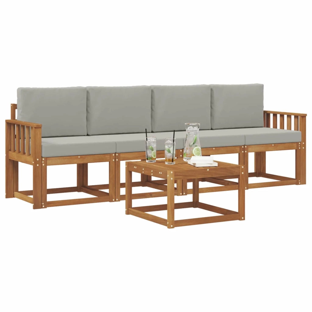 Set di divani da esterno 5 pcs Grigio Naturale e Chiaro 3365969