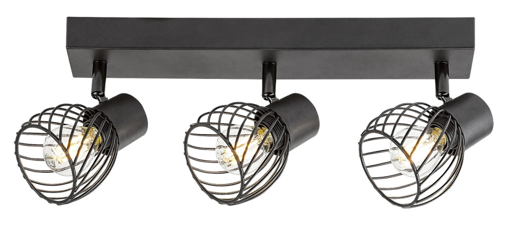 Plafoniera a barra nera Aberama 3xE14 10W IP20 Rabalux