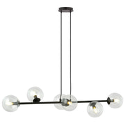 Lampadario Emibig Rossi 6 luci E14 nero vetro trasparente
