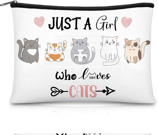 Borsa da trucco con disegno gatto - Borsa da toilette per donne - Borsa da trucco con chiusura a cerniera - Regalo per ragazze - Ideale per prodotti per la cura della pelle - Borsa da toilette pratica